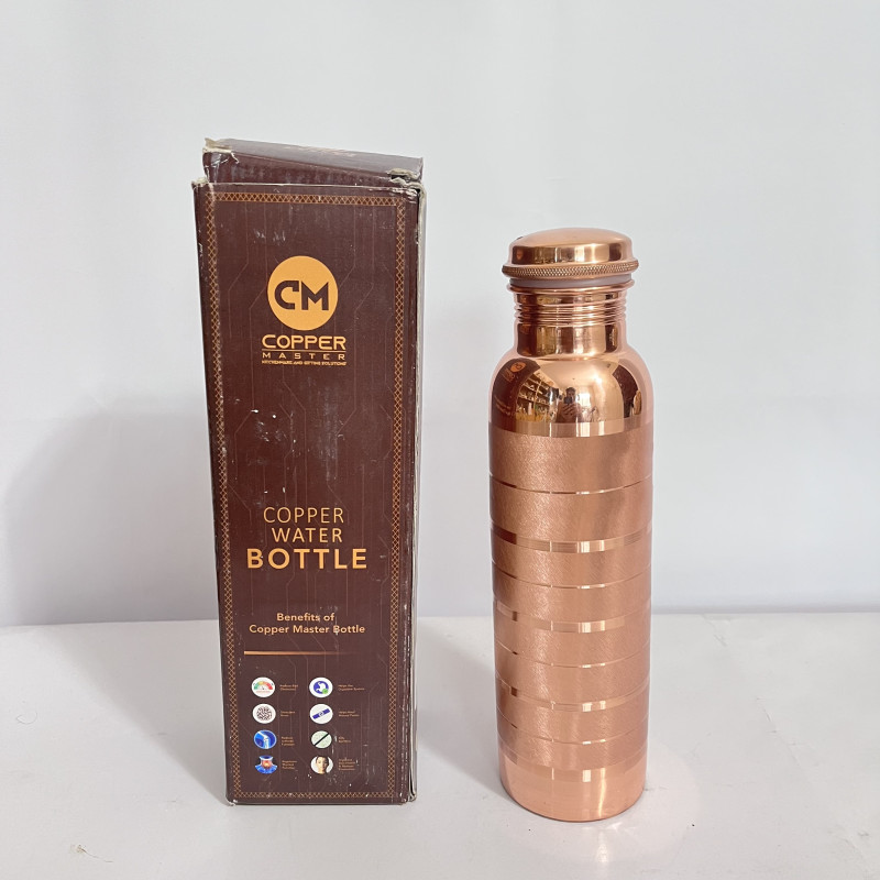 100% Pure Copper Water Bottle - 1 litre - Promotes Mind ,Body Health - Seamless - Leak Proof - Ayurvedic