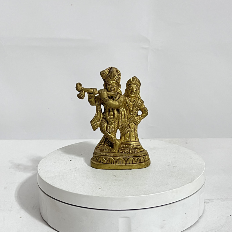 পিতলের ছোট রাধা-কৃষ্ণ বিগ্রহ – ৩ ইঞ্চি | ২৪৫ গ্রাম