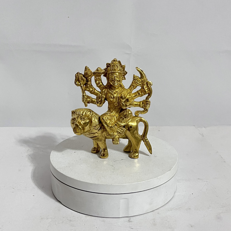 পিতলের মা শেরাওয়ালি (সিংহবাহিনী দুর্গা) বিগ্রহ – ৪ ইঞ্চি | ৫৬০ গ্রাম