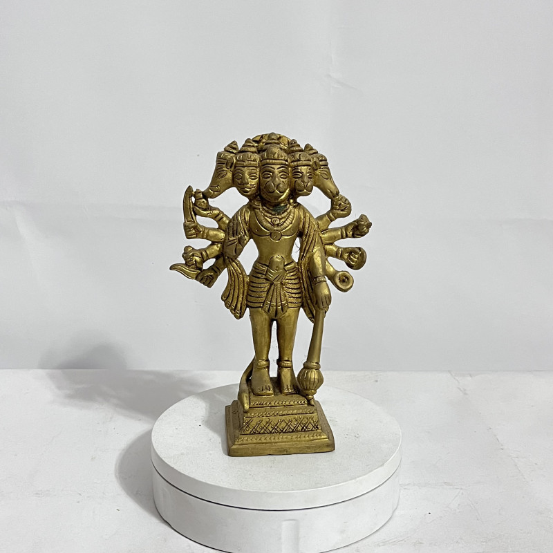 সাউথ ইন্ডিয়ান পিতলের পঞ্চমুখী হনুমান বিগ্রহ – ৭ ইঞ্চি | ১১০০ গ্রাম