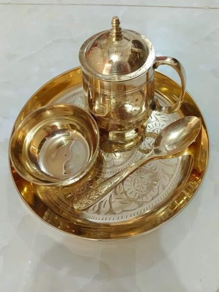 Original Brass Dinner Set – 1 Person – 1.5 kg – 4 Pieces