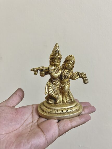 পিতলের ছোট রাধা কৃষ্ণ শোপিস – ৪.৫” | ৫৫০ গ্রাম | Indian Brass