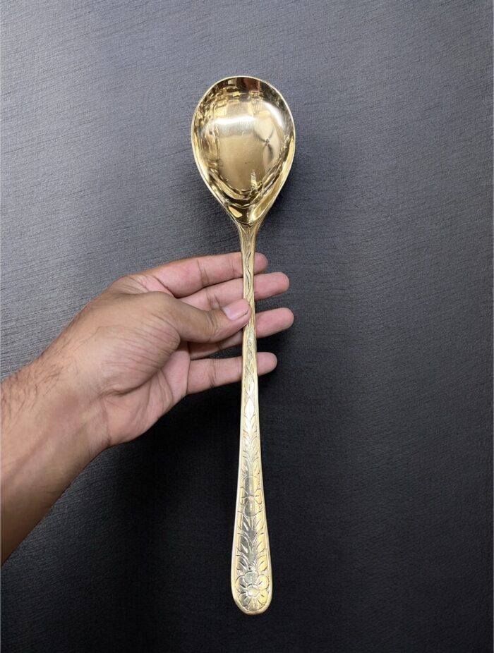 img_5382 Pure Brass Curry Spoon – 13 inch | 160 gm | Traditional & Durable - Image 2