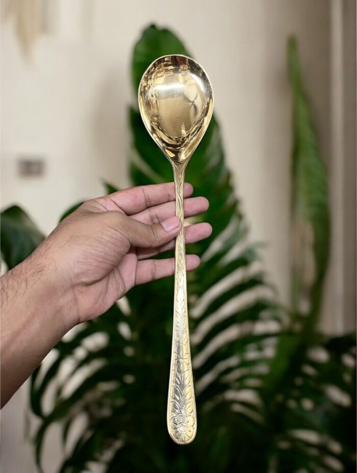 img_5383 Pure Brass Curry Spoon – 13 inch | 160 gm | Traditional & Durable - Image 1