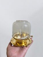 পিতলের গ্লাস প্রদীপ | ইউনিক ইন্ডিয়ান ডিজাইন | ৫.৫ ইঞ্চি | ৩১৫ গ্রাম - Image 2