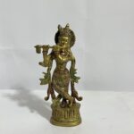 Brass Krishna Statue - Antiques Design - 7 inches - 1030 gm