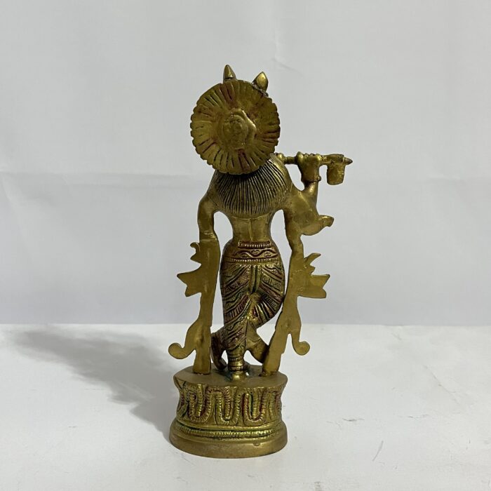 Brass Krishna Statue - Antiques Design - 7 inches - 1030 gm - Image 2