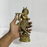 Brass Krishna Statue - Antiques Design - 7 inches - 1030 gm - Image 4
