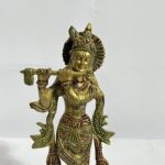 Brass Krishna Statue - Antiques Design - 7 inches - 1030 gm - Image 3