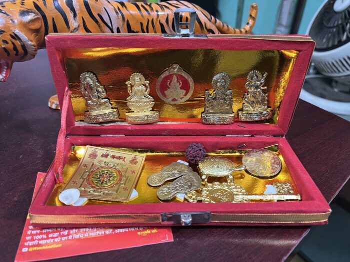 img_6687 Maha Shree Dhan Laxmi Kuber Bhandari Yantra Generate A Source Of Income For You Decorative Showpiece - Image 5