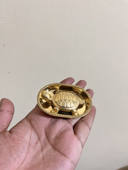 Brass Turtle Vastu Plate Set, 5x3cm, Traditional Feng Shui Decor for Home, Gold Finish, 70 gm