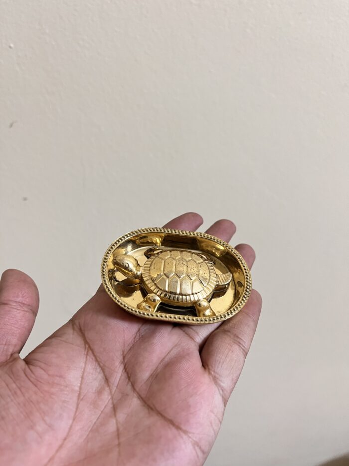 img_6813 Brass Turtle Vastu Plate Set, 5x3cm, Traditional Feng Shui Decor for Home, Gold Finish, 70 gm - Image 1