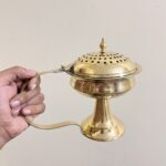 পিতলের বড় ডাকনা ধূপদানি - ৬৫০ গ্রাম - ৫” মুখ