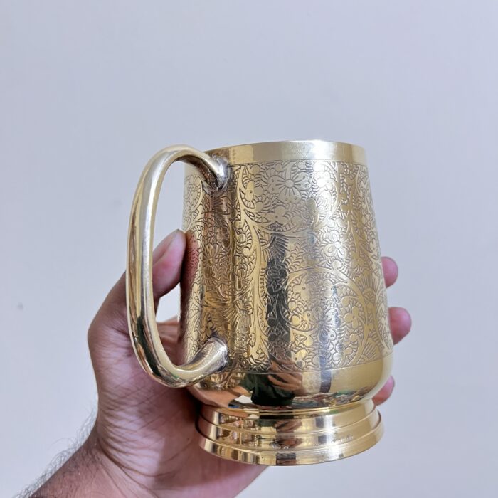 img_7613 Brass Mughal Design Mug - 500 ML - 330 gm - Image 2