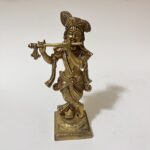 Brass Krishna Statue - Antiques Design - 8.5 inches - 1570 gm