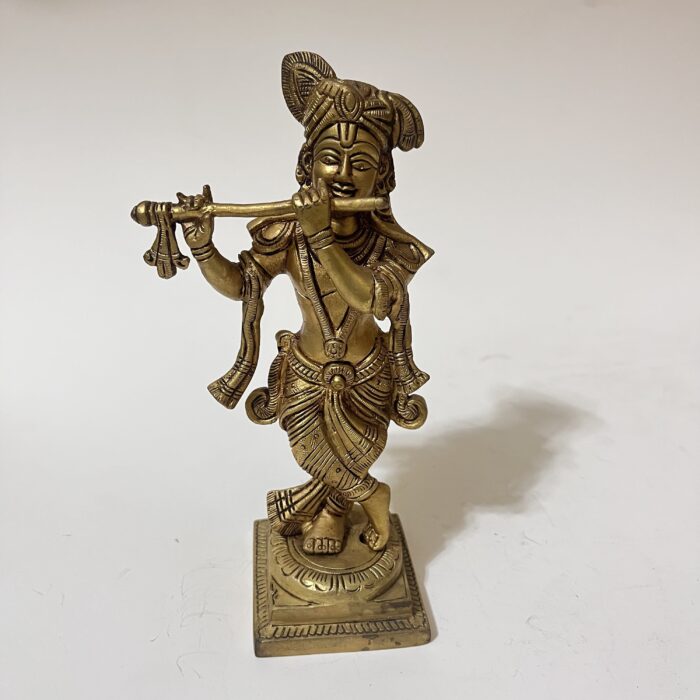 img_7790 Brass Krishna Statue - Antiques Design - 8.5 inches - 1570 gm - Image 1