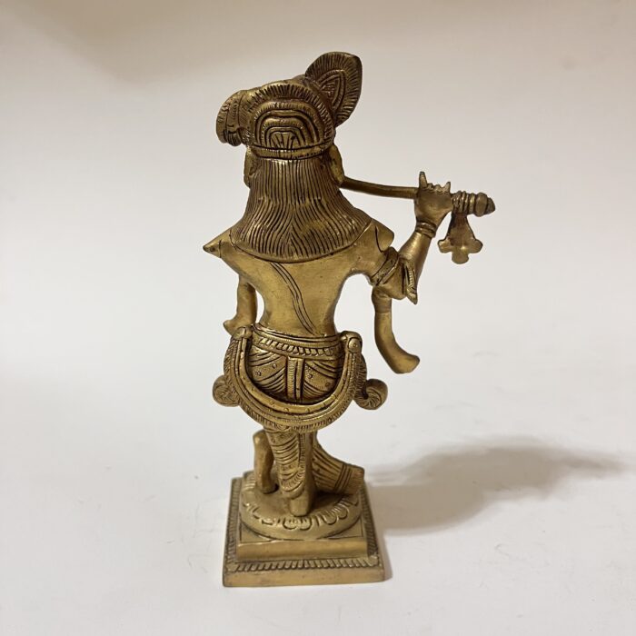 img_7791 Brass Krishna Statue - Antiques Design - 8.5 inches - 1570 gm - Image 3