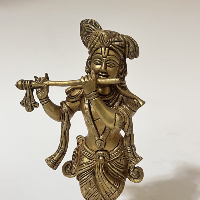 img_7792 Brass Krishna Statue - Antiques Design - 8.5 inches - 1570 gm - Image 2