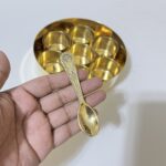 Pure Brass Spice Box Masala Dabba Hammered Design for Storing Spices Masala Petti for Kitchen and Decor Purpose with 7 Storage Containers (7 Inch) - Image 4