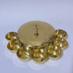 Brass Spice Box Set For Kitchen With Spoon (7 Containers,70 ml Each) with 1 Spoon