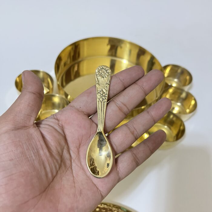 Brass Spice Box Set For Kitchen With Spoon (7 Containers,70 ml Each) with 1 Spoon - Image 3