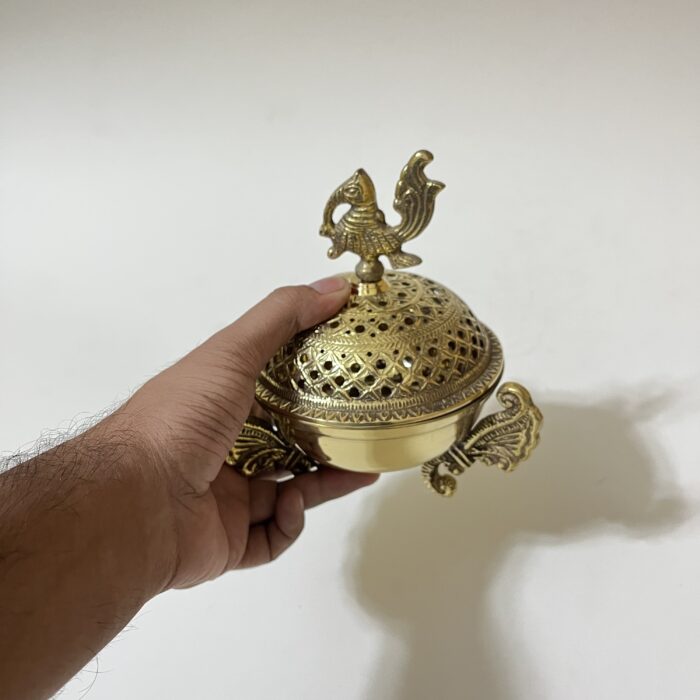 South Indian Brass Dhupdani For Puja & Home Decor Purpose - Image 2