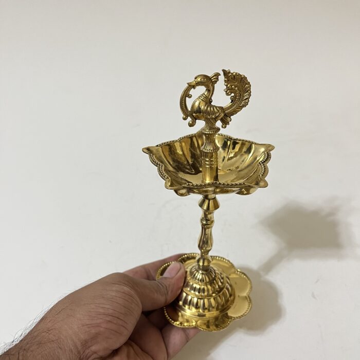 South indian Brass Small Prodip - 7 inches - 215 gram - Image 3