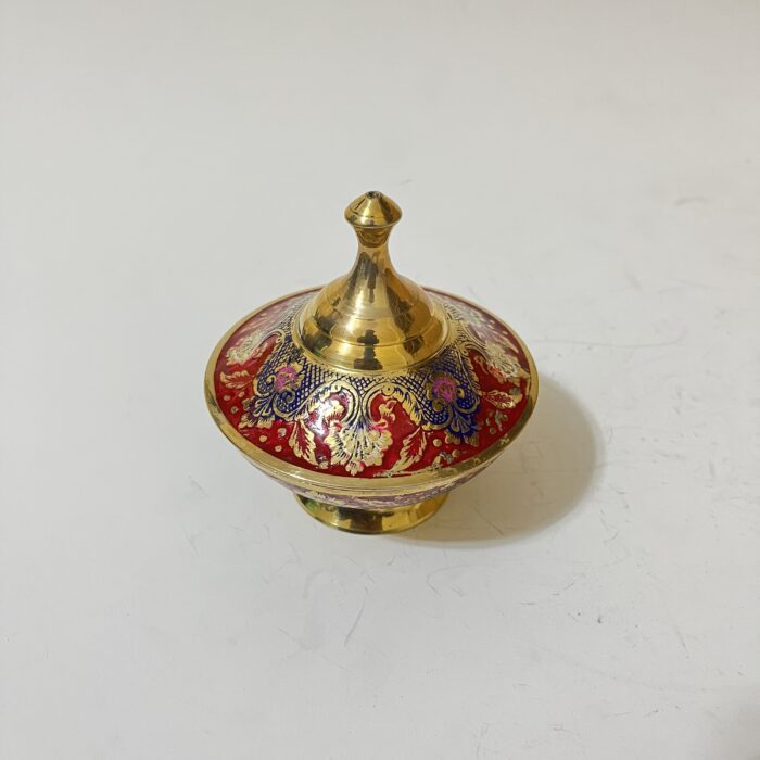 Mina kora Brass Bowl - With Lid - 4 inches - 300 gm - Image 2