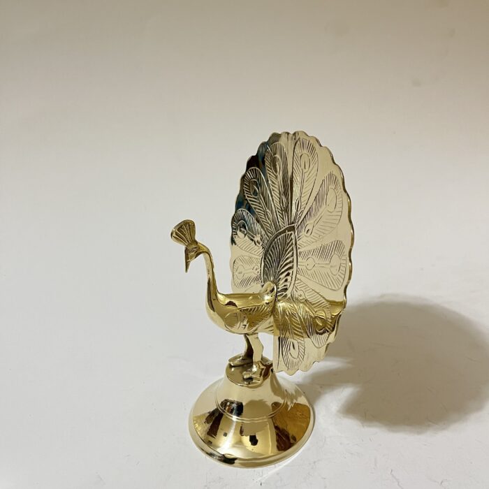 brass peacock figurine - decorative showpiece for homes and offices - 8 inches - 420 gram - Image 2