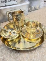 পিতলের থালা - মগ - বাটি - চামচ - কাপ পিরিচ সেট - ১ কেজি ৪০০ গ্রাম