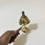 Indian Brass Dhupdani - 280 gram - 6.5 inches - Image 2