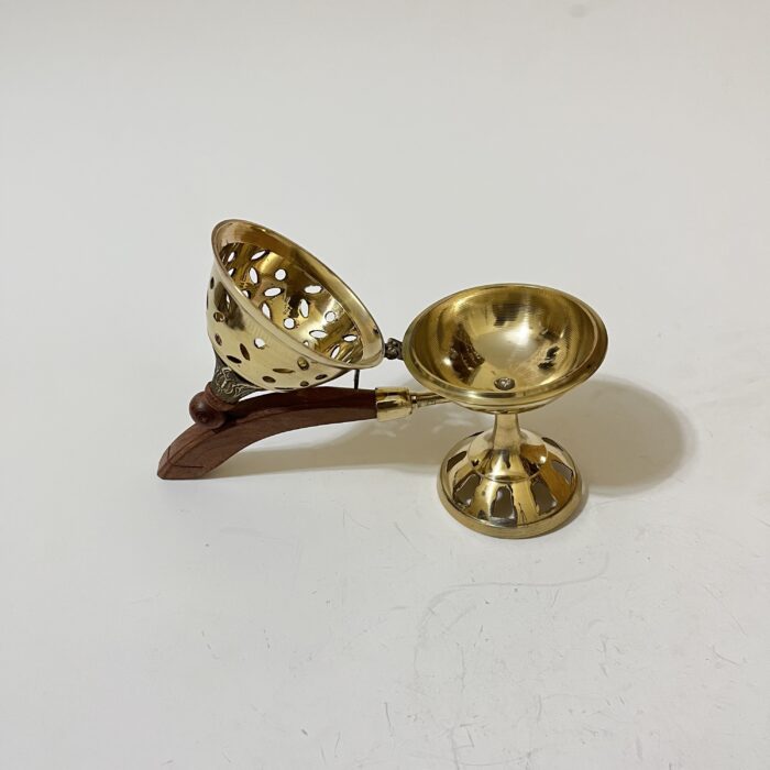 Indian Brass Dhupdani - 280 gram - 6.5 inches - Image 3