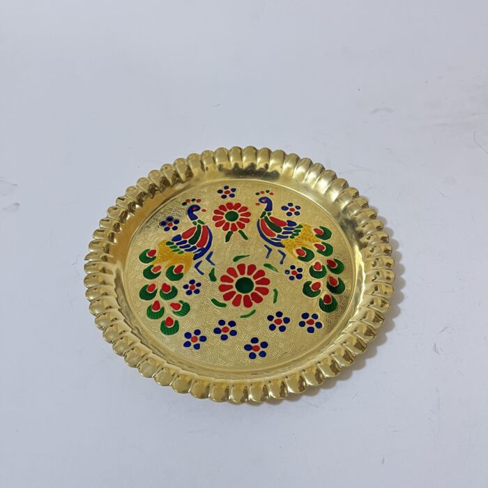 পিতলের মিনা করা প্লেট- ৮.৫ ইঞ্চি- ২৪০ গ্রাম - Image 1