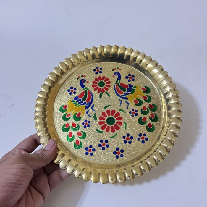 পিতলের মিনা করা প্লেট- ৮.৫ ইঞ্চি- ২৪০ গ্রাম - Image 3