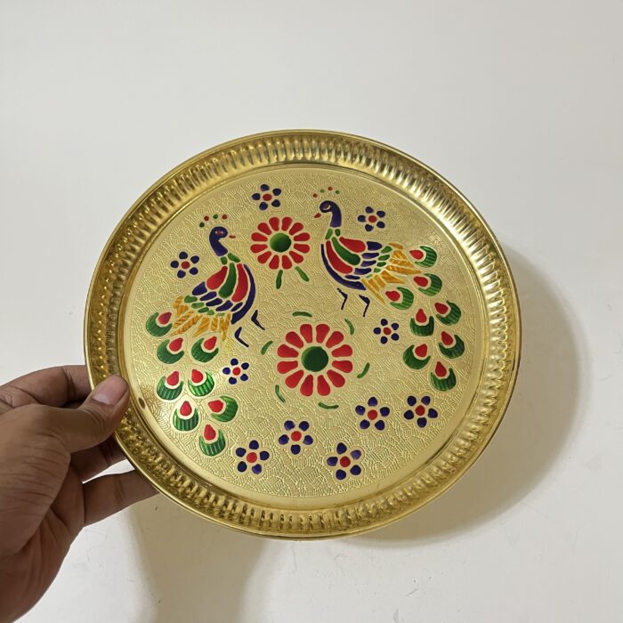 Brass Minakari Plate - 9 inches - 230 gram - Image 3