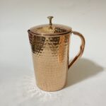 Pure Copper jug with Lid, 2000 ML, Hammered Design, Traditional Ayurvedic Benefits, Durable & Stylish Serveware for Home, Kitchen, and Restaurants