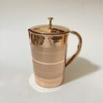 Luxury Design Pure Copper Jug with Lid and Handle – 2000 ML, Water Jug with Ayurveda Health Benefits, Elegant Tableware for Home, Office & Gifting