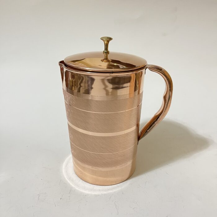 Luxury Design Pure Copper Jug with Lid and Handle – 2000 ML, Water Jug with Ayurveda Health Benefits, Elegant Tableware for Home, Office & Gifting - Image 1