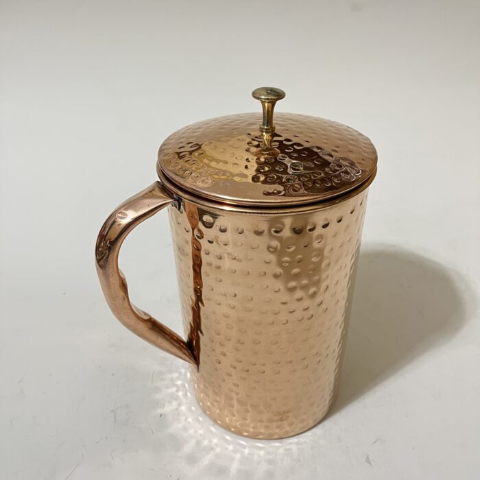 Pure Copper jug with Lid, 2000 ML, Hammered Design, Traditional Ayurvedic Benefits, Durable & Stylish Serveware for Home, Kitchen, and Restaurants - Image 2