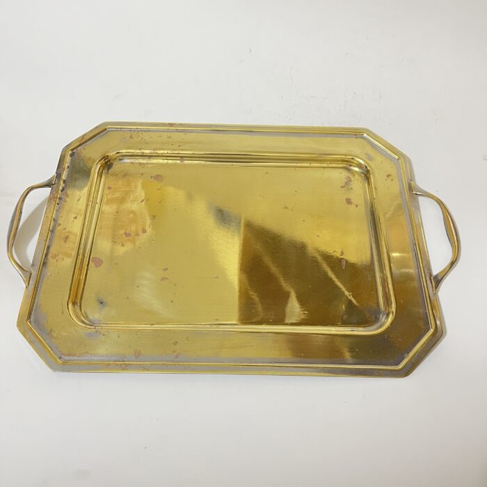পিতলের পুরনো ট্রে - পলিশ করা হয়েছে - 1830 গ্রাম - 16/12 ইঞ্চি - Image 1