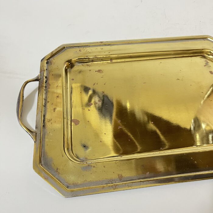 পিতলের পুরনো ট্রে - পলিশ করা হয়েছে - 1830 গ্রাম - 16/12 ইঞ্চি - Image 3