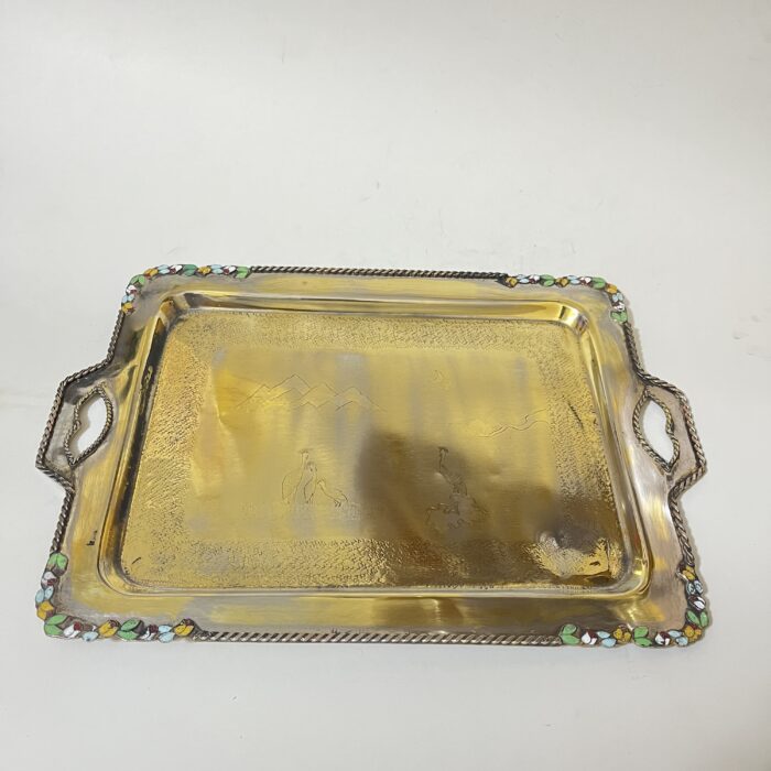 পিতলের পুরনো ট্রে - পলিশ করা হয়েছে - 1 kg 470 গ্রাম - 15./12 ইঞ্চি - Image 1