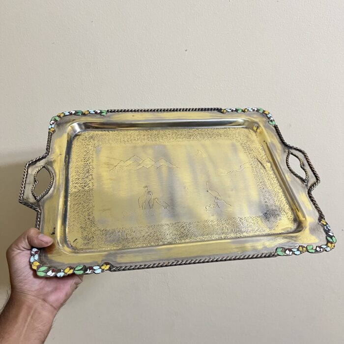 পিতলের পুরনো ট্রে - পলিশ করা হয়েছে - 1 kg 470 গ্রাম - 15./12 ইঞ্চি - Image 3