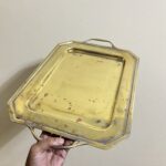 পিতলের পুরনো ট্রে - পলিশ করা হয়েছে - 1830 গ্রাম - 16/12 ইঞ্চি - Image 4