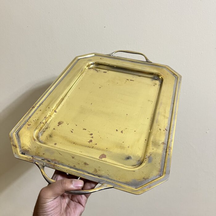 পিতলের পুরনো ট্রে - পলিশ করা হয়েছে - 1830 গ্রাম - 16/12 ইঞ্চি - Image 4