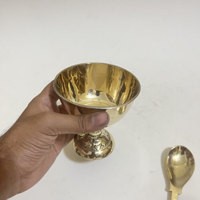 পিতলের মিষ্টির বাটি চামচ - ২৬০ গ্রাম - ৪ ইঞ্চি বাটি - Image 2