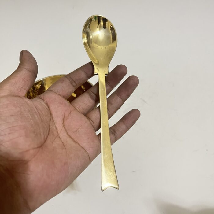 পিতলের মিষ্টির বাটি চামচ - ২৬০ গ্রাম - ৪ ইঞ্চি বাটি - Image 4
