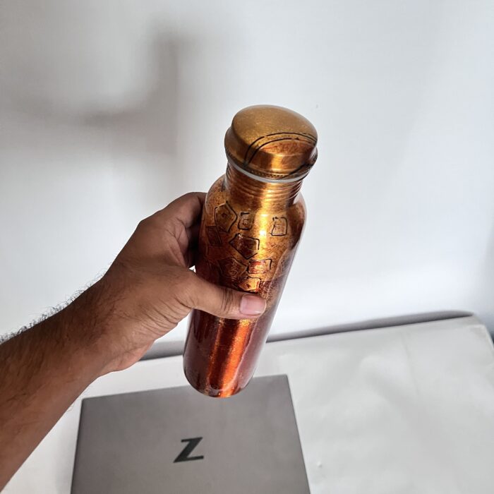 100% Pure Copper, BPA Free Water Bottle, Leak Proof, Office Bottle, Boosts Immunity, Supports Digestive & Liver Health, Ayurveda Inspired - Image 3