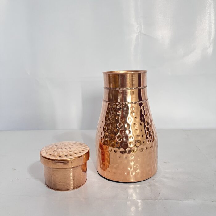 100% pure copper bedroom water jar with an inbuilt glass, Boosts Immunity, Supports Digestive & Liver Health, Ayurveda Inspired - Image 3