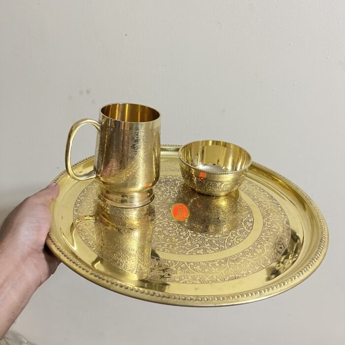 Brass Indian Thali set - 1200 gm - 3 pieces - Image 2